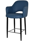 Mulberry Arm Counter Stool Black Metal 4 Leg With Black Vinyl Shell, Viewed From Angle