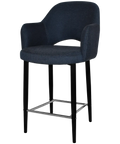 Mulberry Arm Counter Stool Black Metal 4 Leg With Gravity Navy Shell, Viewed From Angle