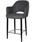 Mulberry Arm Counter Stool Black Metal 4 Leg With Gravity Slate Shell, Viewed From Angle