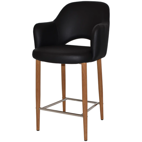 Mulberry Arm Counter Stool Light Oak Metal 4 Leg With Black Vinyl Shellack Metal 4 Leg With, Viewed From Angle