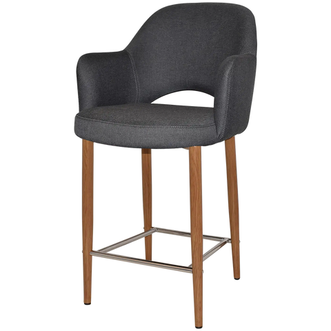 Mulberry Arm Counter Stool Light Oak Metal 4 Leg With Gravity Slate Shell, Viewed From Angle