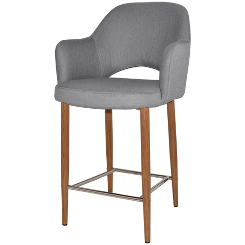 Mulberry Arm Counter Stool Light Oak Metal 4 Leg With Gravity Steel Shell, Viewed From Angle