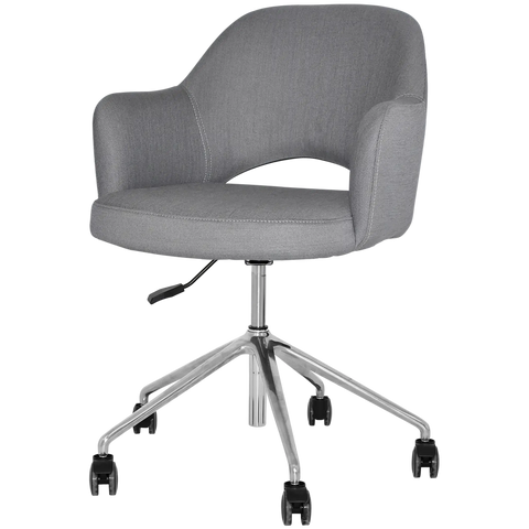 Mulberry Armchair 5 Way Aluminium Office Base On Castors With Gravity Steel Shell, Viewed From Angle In Front