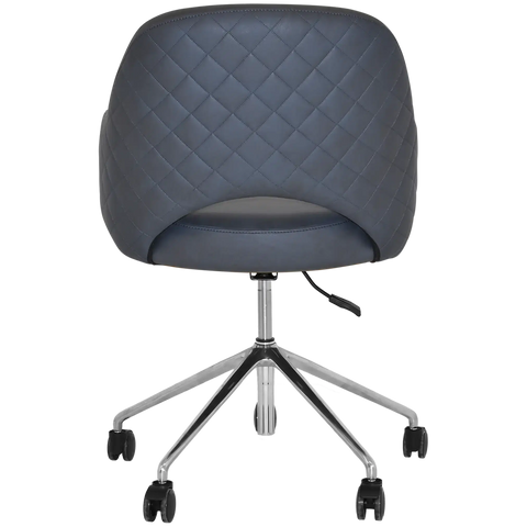 Mulberry Armchair 5 Way Aluminium Office Base On Castors With Pelle Benito Navy Shell, Viewed From Back