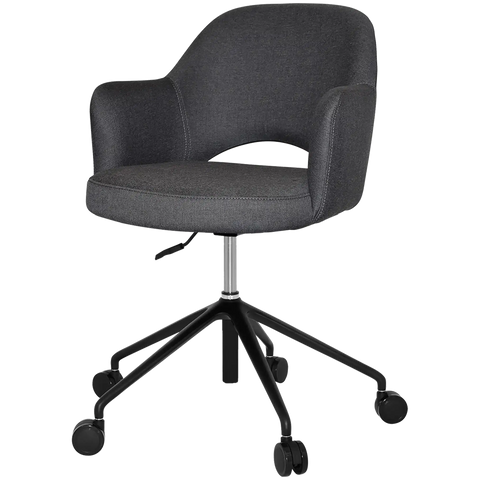 Mulberry Armchair 5 Way Black Office Base On Castors With Gravity Slate Shell, Viewed From Angle In Front