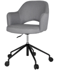 Mulberry Armchair 5 Way Black Office Base On Castors With Gravity Steel Shell, Viewed From Angle In Front