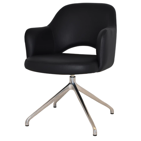 Mulberry Armchair Aluminium Trestle With Black Vinyl Shell, Viewed From Angle In Front