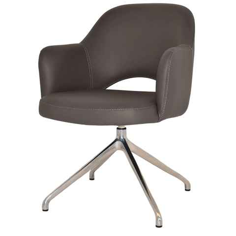 Mulberry Armchair Aluminium Trestle With Charcoal Vinyl Shell, Viewed From Angle In Front