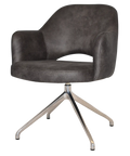 Mulberry Armchair Aluminium Trestle With Eastwood Slate Shell, Viewed From Angle In Front