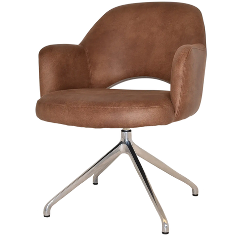 Mulberry Armchair Aluminium Trestle With Eastwood Tan Shell, Viewed From Angle In Front