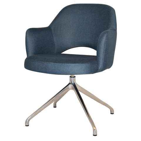 Mulberry Armchair Aluminium Trestle With Gravity Denim Shell, Viewed From Angle In Front