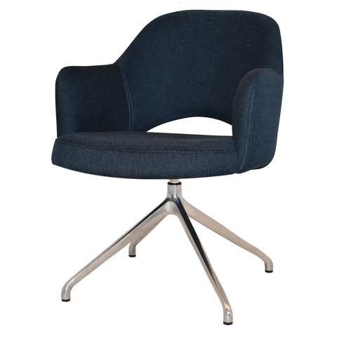 Mulberry Armchair Aluminium Trestle With Gravity Navy Shell, Viewed From Angle In Front
