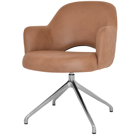 Mulberry Armchair Aluminium Trestle With Pelle Benito Tan Shell, Viewed From Angle In Front