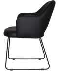 Mulberry Armchair Black Sled Base With Black Vinyl Shell, Viewed From Side
