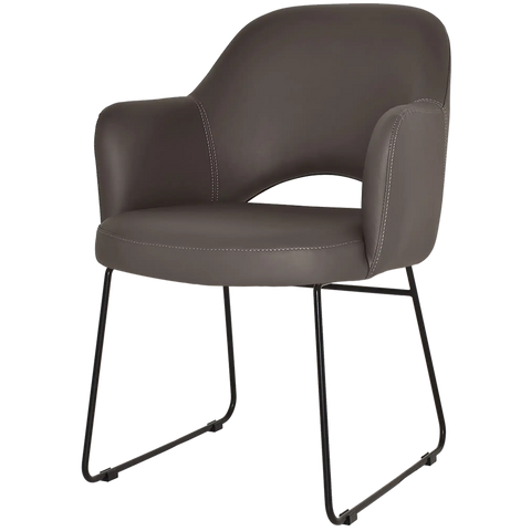 Mulberry Armchair Black Sled Base With Charcoal Vinyl Shell, Viewed From Front