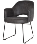Mulberry Armchair Black Sled Base With Eastwood Slate Shell, Viewed From Front