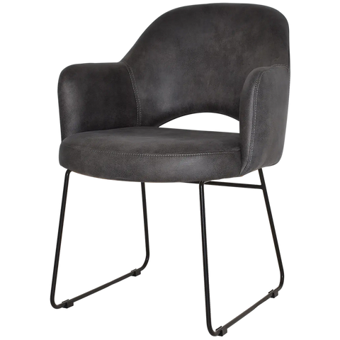 Mulberry Armchair Black Sled Base With Eastwood Slate Shell, Viewed From Front