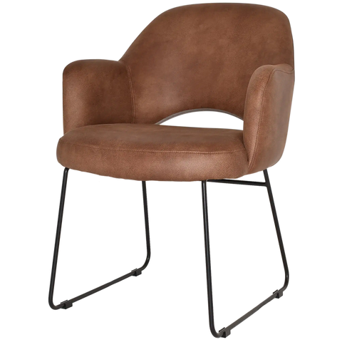 Mulberry Armchair Black Sled Base With Eastwood Tan Shell, Viewed From Front