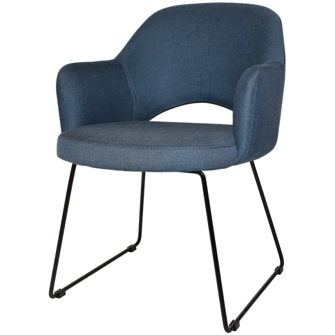 Mulberry Armchair Black Sled Base With Gravity Denim Shell, Viewed From Front