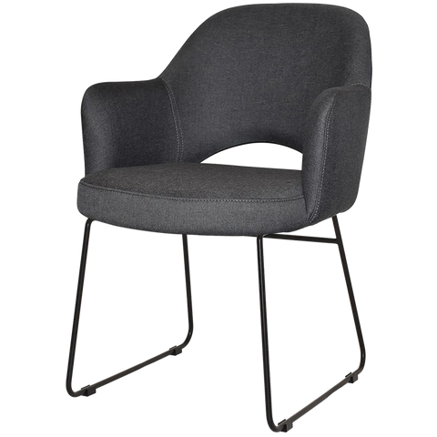 Mulberry Armchair Black Sled Base With Gravity Slate Shell, Viewed From Front