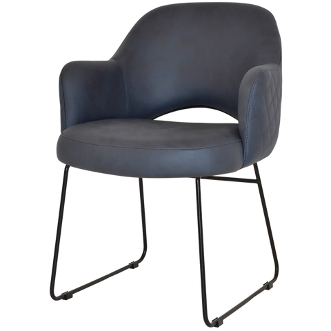 Mulberry Armchair Black Sled Base With Pelle Benito Navy Shell, Viewed From Front