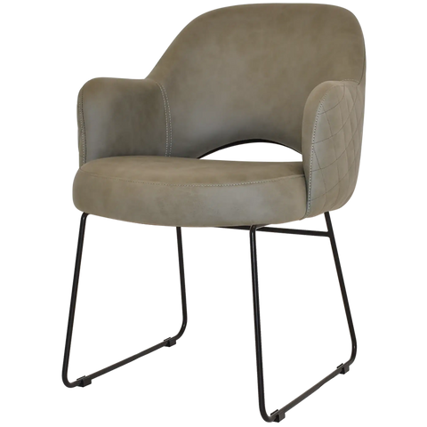 Mulberry Armchair Black Sled Base With Pelle Benito Sage Shell, Viewed From Front