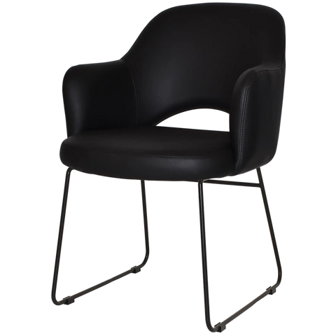 Mulberry Armchair Black Sled With Black Vinyl Shell, Viewed From Angle