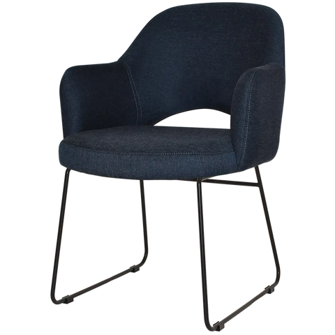 Mulberry Armchair Black Sled With Gravity Navy Shell, Viewed From Angle