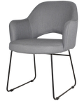 Mulberry Armchair Black Sled With Gravity Steel Shell, Viewed From Angle