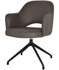Mulberry Armchair Black Trestle With Charcoal Vinyl Shell, Viewed From Front Angle
