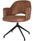 Mulberry Armchair Black Trestle With Eastwood Tan Shell, Viewed From Front Angle