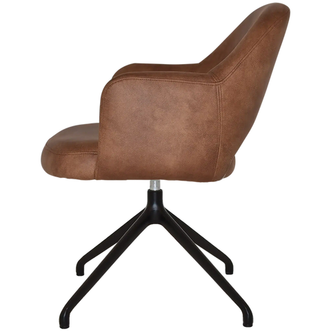 Mulberry Armchair Black Trestle With Eastwood Tan Shell, Viewed From Side