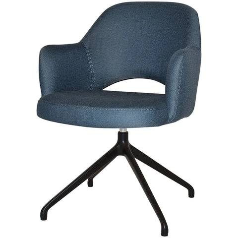 Mulberry Armchair Black Trestle With Gravity Denim Shell, Viewed From Front Angle