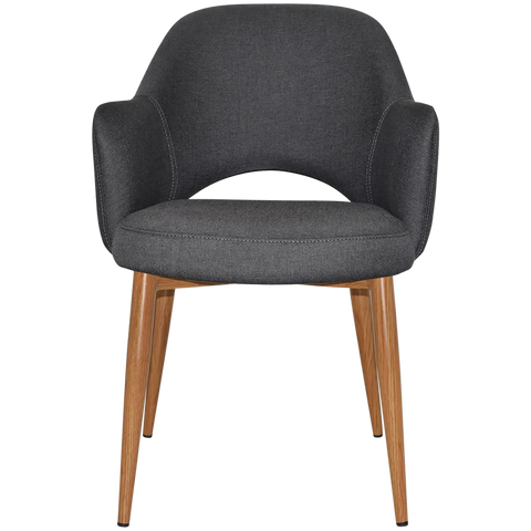 Mulberry Armchair Light Oak Metal 4 Leg With Gravity Slate Shell, Viewed From Front