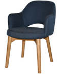 Mulberry Armchair Light Oak Timber 4 Leg With Gravity Navy Shell, Viewed From Angle