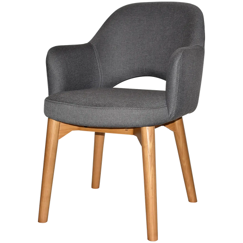 Mulberry Armchair Light Oak Timber 4 Leg With Gravity Slate Shell, Viewed From Angle