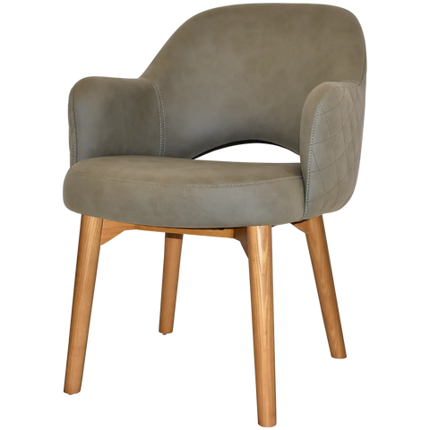 Mulberry Armchair Light Oak Timber 4 Leg With Pelle Benito Sage Shell, Viewed From Angle