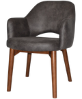 Mulberry Armchair Light Walnut Timber 4 Leg With Eastwood Slate Shell, Viewed From Angle