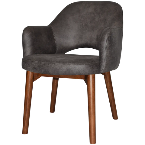 Mulberry Armchair Light Walnut Timber 4 Leg With Eastwood Slate Shell, Viewed From Angle