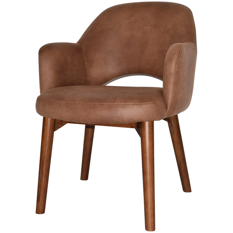 Mulberry Armchair Light Walnut Timber 4 Leg With Eastwood Tan Shell, Viewed From Angle