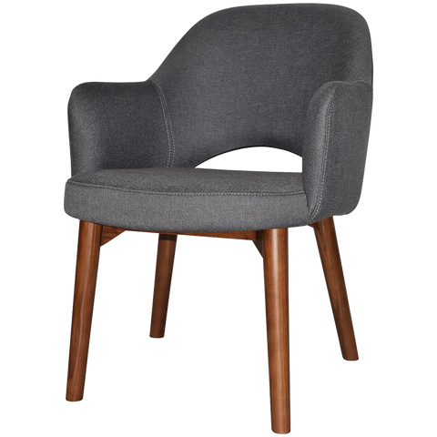 Mulberry Armchair Light Walnut Timber 4 Leg With Gravity Slate Shell, Viewed From Angle