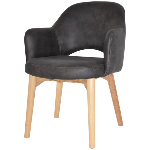 Mulberry Armchair Natural Timber 4 Leg With Eastwood Slate Shell, Viewed From Angle
