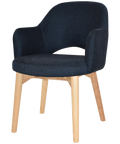 Mulberry Armchair Natural Timber 4 Leg With Gravity Navy Shell, Viewed From Angle