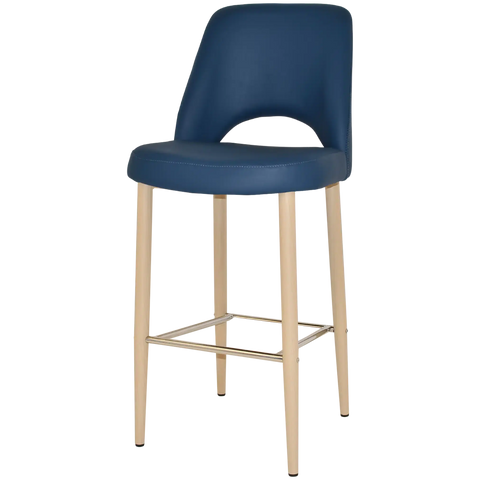 Mulberry Bar Stool Birch Metal 4 Leg With Black Vinyl Shell, Viewed From Angle