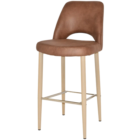 Mulberry Bar Stool Birch Metal 4 Leg With Eastwood Tan Shell, Viewed From Angle