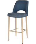 Mulberry Bar Stool Birch Metal 4 Leg With Gravity Denim Shell, Viewed From Angle