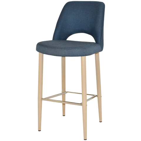 Mulberry Bar Stool Birch Metal 4 Leg With Gravity Denim Shell, Viewed From Angle