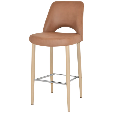 Mulberry Bar Stool Birch Metal 4 Leg With Pelle Benito Tan Shell, Viewed From Angle