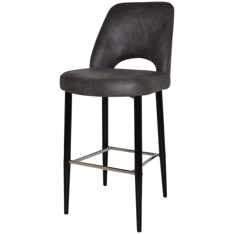 Mulberry Bar Stool Black Metal 4 Leg With Eastwood Slate Shell, Viewed From Angle