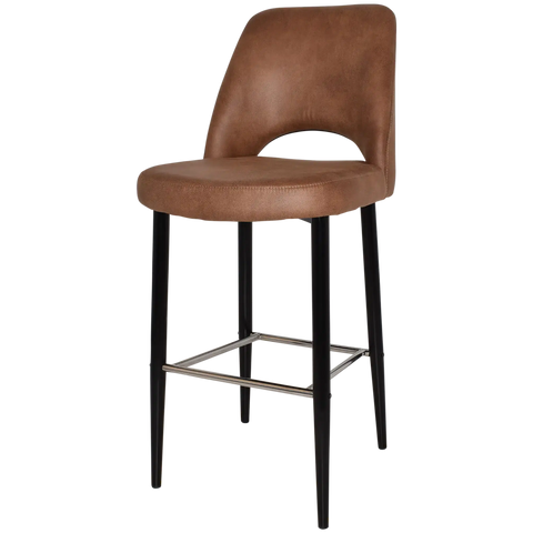 Mulberry Bar Stool Black Metal 4 Leg With Eastwood Tan Shell, Viewed From Angle